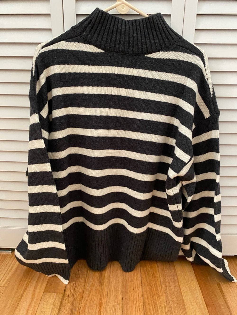 Astr Striped Charcoal & Cream Turtleneck Sweater - Picture 7 of 7